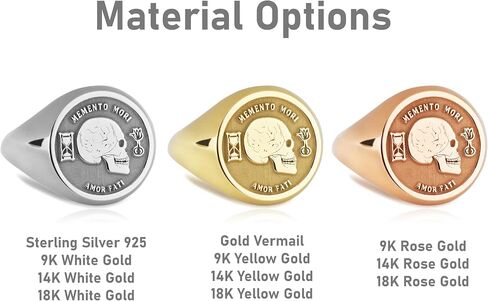 14K Solid Gold Memento Mori Signet Ring | Amor Fati Signet Ring | Stoicism Round Ring | | Marcus Aurelius Ring | Philosophy Jewelry | Death Reminder Ring | Gift for Stoic | Life and Death Ring Amulet in Saudi Arabia