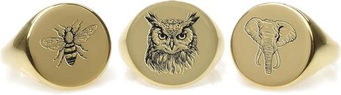 Gold Engraved Lion Sketch Signet Ring - Majestic Animal Jewelry - Unique Lion Symbol Design in Saudi Arabia