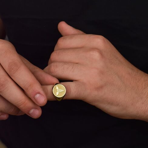 14K Solid Gold Medical Symbol Signet Ring | The Caduceus Ring for Medic Student | Graduation Gift | Medical School Graduate Ring | Personalized Health Symbol Ring | Medic Jewelry | Gift for Doctor in Saudi Arabia