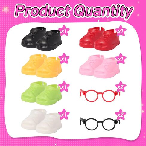 10-Pack 17cm Doll Accessories – Sport Shoes and Glasses Set for Gen 1/2/3 Dolls, 6 Colors（Doll Not Included） in Saudi Arabia