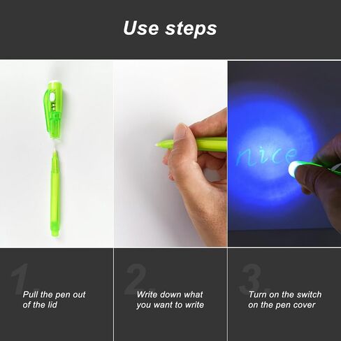 24 PCS قلم الحبر غير المرئي مع UV Light Magic Marker Pen Party Party Favors للأطفال Goodie Bags Stuffers for Kids Birthday Gifts Charshiproos in Kuwait