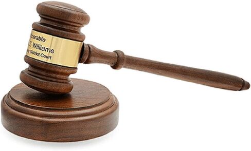 Executive Gift Shoppe | Personalized Oak Finish Wooden Gavel with Gold Band & Sounding Board in Saudi Arabia