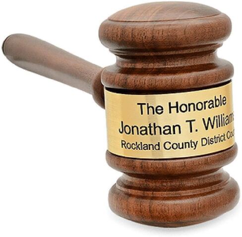 Executive Gift Shoppe | Personalized Oak Finish Wooden Gavel with Gold Band & Sounding Board in Saudi Arabia