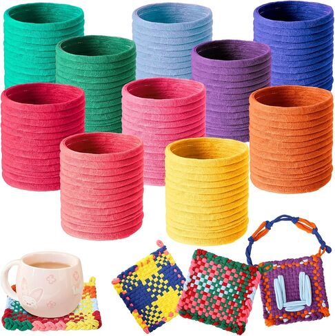 Weaving Loom Kit-Includes 2 Pcs 7" Potholder Frame,400 Pcs Weaving Loom Loops,2 Long Crochet Hooks and Bag-Potholder Loom Knitting Kits and Gifts for Beginners, Make 11 Masterpieces in Saudi Arabia