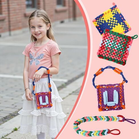 Weaving Loom Kit-Includes 2 Pcs 7" Potholder Frame,400 Pcs Weaving Loom Loops,2 Long Crochet Hooks and Bag-Potholder Loom Knitting Kits and Gifts for Beginners, Make 11 Masterpieces in Saudi Arabia