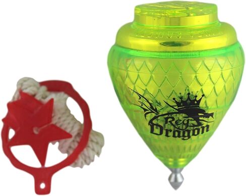 3 Pack Rey Dragon Durable Plastic Spin Tops for Kids Metal Tip Made in Mexico - Trompo Mexicano Rey Dragon Plástico Durable & Punta de Metal (Pack of 3 Assorted Colors) in Saudi Arabia