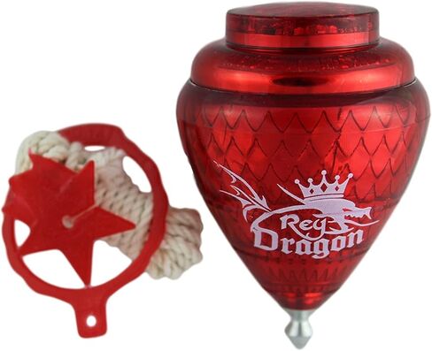 3 Pack Rey Dragon Durable Plastic Spin Tops for Kids Metal Tip Made in Mexico - Trompo Mexicano Rey Dragon Plástico Durable & Punta de Metal (Pack of 3 Assorted Colors) in Saudi Arabia