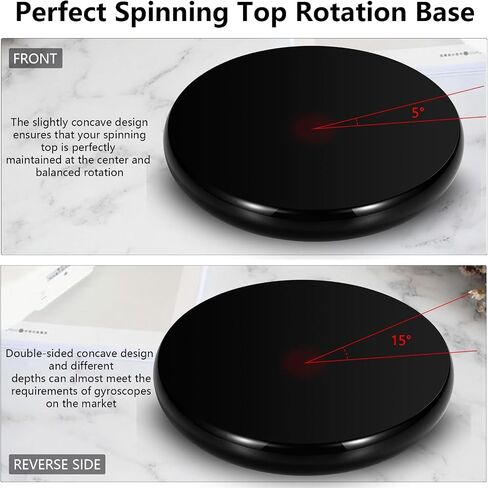 Optical Glass Spinning Top Base, Double Concave Crystal, Diameter 3.94"(100mm), Thicker 0.55"(14mm), Smoother Low Friction Helps Extend Spin Time, Impact-Resistant (S, Black) in Saudi Arabia