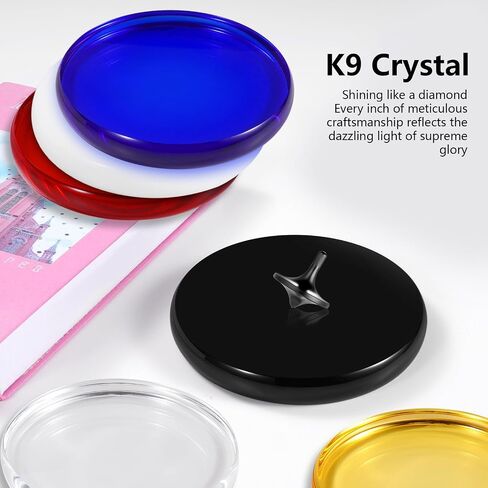 Optical Glass Spinning Top Base, Double Concave Crystal, Diameter 3.94"(100mm), Thicker 0.55"(14mm), Smoother Low Friction Helps Extend Spin Time, Impact-Resistant (S, Black) in Saudi Arabia