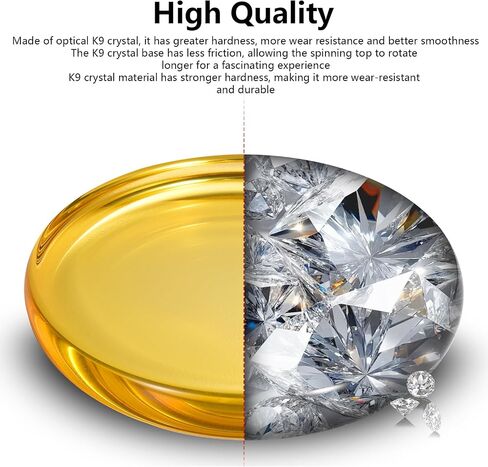Optical Glass Spinning Top Base, Double Concave Crystal, Diameter 3.94"(100mm), Thicker 0.55"(14mm), Smoother Low Friction Helps Extend Spin Time, Impact-Resistant (S, Black) in Saudi Arabia