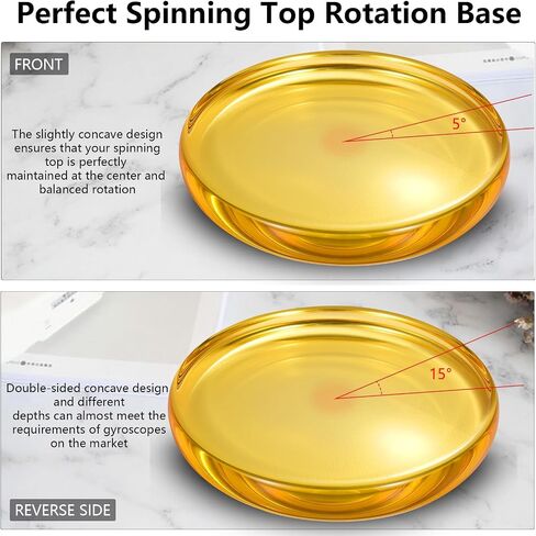 Optical Glass Spinning Top Base, Double Concave Crystal, Diameter 3.94"(100mm), Thicker 0.55"(14mm), Smoother Low Friction Helps Extend Spin Time, Impact-Resistant (S, Black) in Saudi Arabia