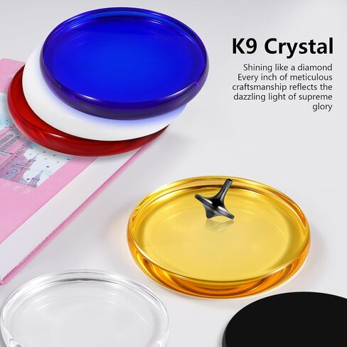 Optical Glass Spinning Top Base, Double Concave Crystal, Diameter 3.94"(100mm), Thicker 0.55"(14mm), Smoother Low Friction Helps Extend Spin Time, Impact-Resistant (S, Black) in Saudi Arabia