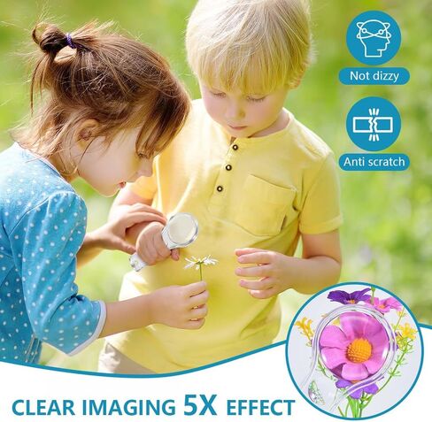 SenseYo 15 PCS Clear Mini Magnifying Glass for Kids, 5X Small Kid Magnifier for Hobbies, Science, Study in Kuwait