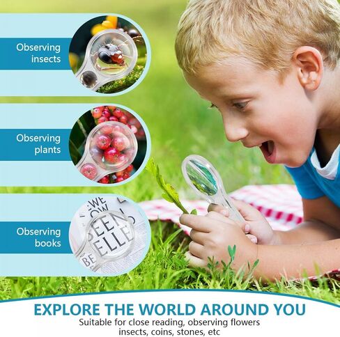 SenseYo 15 PCS Clear Mini Magnifying Glass for Kids, 5X Small Kid Magnifier for Hobbies, Science, Study in Kuwait