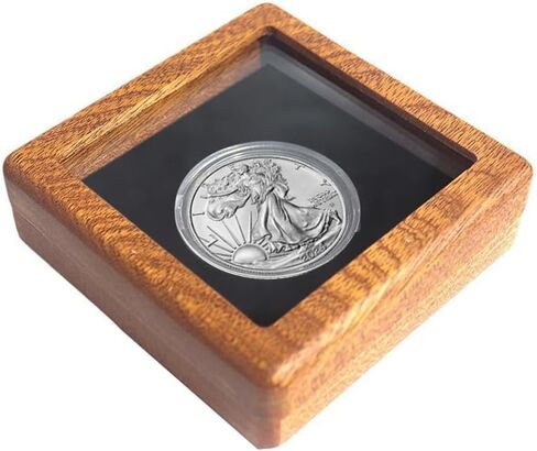 Challenge Coin Display Case Silver Dollar Coin Holder 1.8" in Single Coin Display Case Wood Coins Storage Box Coins for Collectors in Kuwait