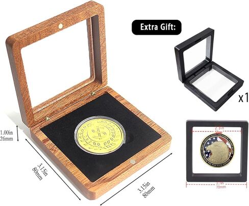 Challenge Coin Display Case Silver Dollar Coin Holder 1.8" in Single Coin Display Case Wood Coins Storage Box Coins for Collectors in Kuwait