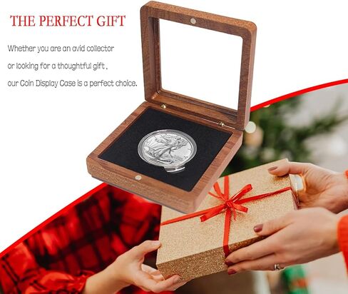 Challenge Coin Display Case Silver Dollar Coin Holder 1.8" in Single Coin Display Case Wood Coins Storage Box Coins for Collectors in Kuwait