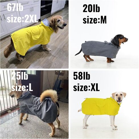 Dora Bridal Dog Dog Cloat للكلاب الكبيرة ، سترة المطر الصافية المقنعين ، الكلاب المضادة للماء معطف المطر مع شرائح عاكسة للابرادور ، المسترد الذهبي ، الراعي الألماني ، الأصفر ، 2XL in Kuwait