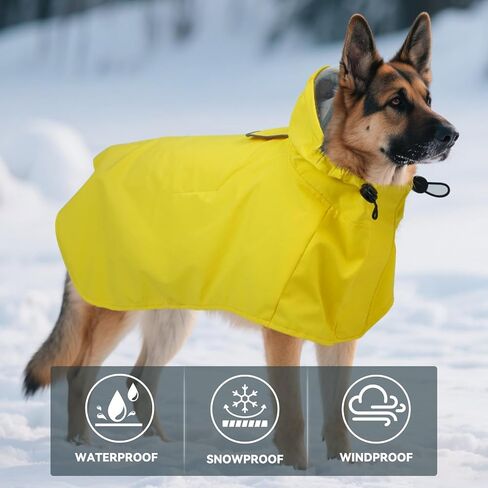 Dora Bridal Dog Dog Cloat للكلاب الكبيرة ، سترة المطر الصافية المقنعين ، الكلاب المضادة للماء معطف المطر مع شرائح عاكسة للابرادور ، المسترد الذهبي ، الراعي الألماني ، الأصفر ، 2XL in Kuwait