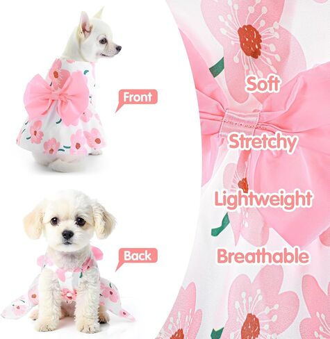 ثياب ثياب حيوان أليف للكلب ، فساتين جرو زهرية لطيفة للحيوانات الأليفة القوس بويكست ملابس جرو لطيفة ملابس الصيف للبيانات الصغيرة والكلاب الصغيرة (صغيرة) (صغيرة) in Kuwait
