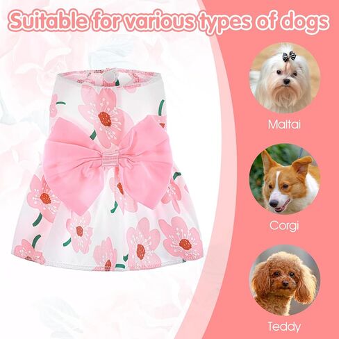 ثياب ثياب حيوان أليف للكلب ، فساتين جرو زهرية لطيفة للحيوانات الأليفة القوس بويكست ملابس جرو لطيفة ملابس الصيف للبيانات الصغيرة والكلاب الصغيرة (صغيرة) (صغيرة) in Kuwait