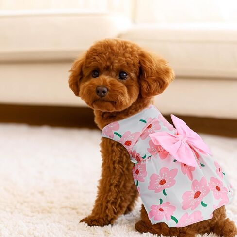 ثياب ثياب حيوان أليف للكلب ، فساتين جرو زهرية لطيفة للحيوانات الأليفة القوس بويكست ملابس جرو لطيفة ملابس الصيف للبيانات الصغيرة والكلاب الصغيرة (صغيرة) (صغيرة) in Kuwait
