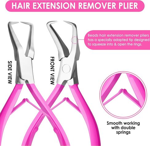 Beauty & Crafts Micro Links Hair Extensions Kit- Stainless Steel Beads Closer and Remover plier, Hair Extensions Loop Needle Pulling Hook, Bead Tool for Hair or Feather Extensions with Leather Pouch in Saudi Arabia