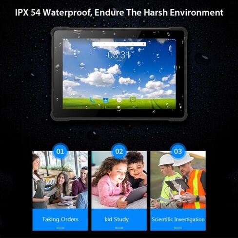 N1 Rugged Android Tablet ، لوحة تعمل باللمس بحجم 10 بوصات ، تصميم IP54 شبه مزدحمة ، أسود in Kuwait