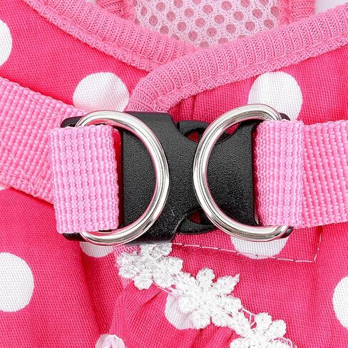 SELMAI Puppy Small Dog/Cat Dots Vest Harness Leash Set Mesh Padded No Pull Lead Pink S in Kuwait