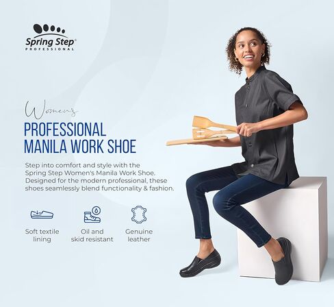 Spring Step Manila Slip-On Professional Nursing Shoes for Women - Women's Uniform Shoes with Round Toe, Closed Back, and Printed Leather - Nursing Clogs for Women in Kuwait