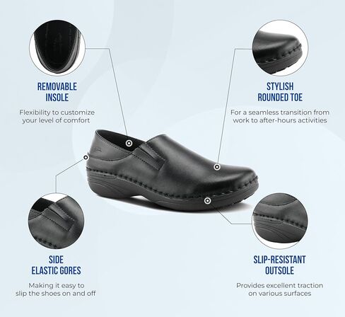 Spring Step Manila Slip-On Professional Nursing Shoes for Women - Women's Uniform Shoes with Round Toe, Closed Back, and Printed Leather - Nursing Clogs for Women in Kuwait