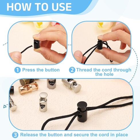 uxcell 10Pcs Single Hole Cord Locks, 6mm Metal Spring Toggle Stopper Clip for Shoelaces Drawstrings Paracord, Gold, 10mm Dia in Saudi Arabia