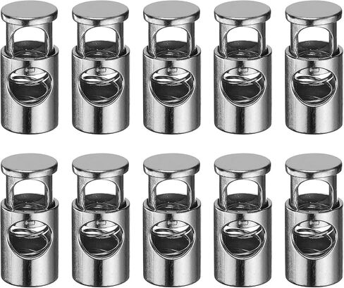 uxcell 10Pcs Single Hole Cord Locks, 6mm Metal Spring Toggle Stopper Clip for Shoelaces Drawstrings Paracord, Gold, 10mm Dia in Saudi Arabia