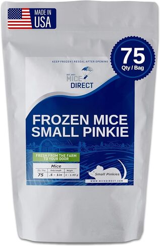 Micedirect Frozen Mice Small Pinkie Feeders Snake Food for Cork Snakes Ball Ball Pythons (.5-1 Inch) (200 Count) in Kuwait
