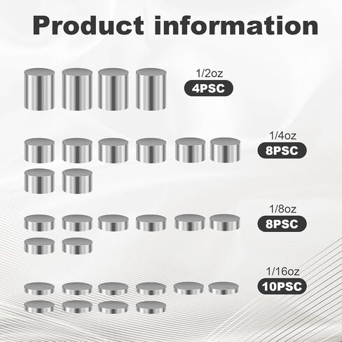 30pcs أوزان السيارة ، 1/2oz ، 1/4oz ، 1/8oz ، 1/16oz من الأوزان الأسطوانة التونغستن العازلة in Saudi Arabia
