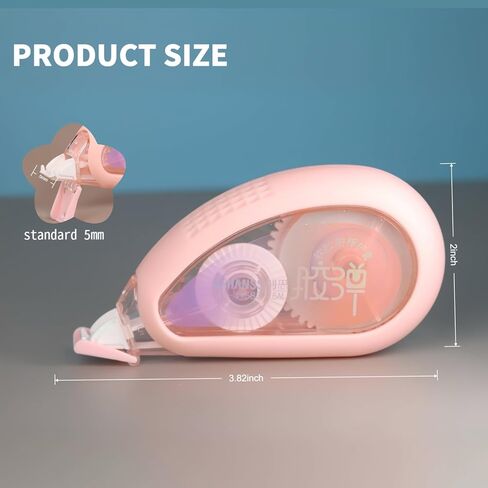 Correction Tape with Rubber Edging, 49 Feet Aesthetic Cute White Correction Tape Featuring Shock-Absorbing Edging for Smooth, Durable, and Precise Mistake Fixing (1Piece, Pink) in Kuwait