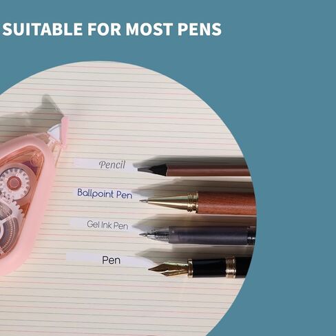 Correction Tape with Rubber Edging, 49 Feet Aesthetic Cute White Correction Tape Featuring Shock-Absorbing Edging for Smooth, Durable, and Precise Mistake Fixing (1Piece, Pink) in Kuwait