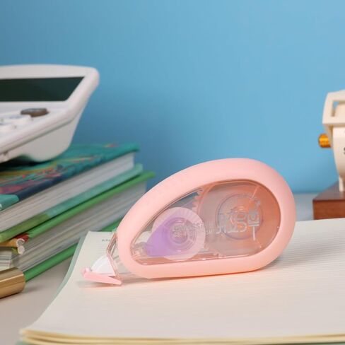 Correction Tape with Rubber Edging, 49 Feet Aesthetic Cute White Correction Tape Featuring Shock-Absorbing Edging for Smooth, Durable, and Precise Mistake Fixing (1Piece, Pink) in Kuwait
