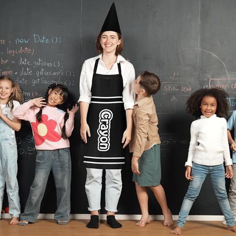 Mepase Crayon Costume Apron and Funny Gnome Cone Has for School Halloween Costume Colorful Crayon Outfit for Teacher in Kuwait