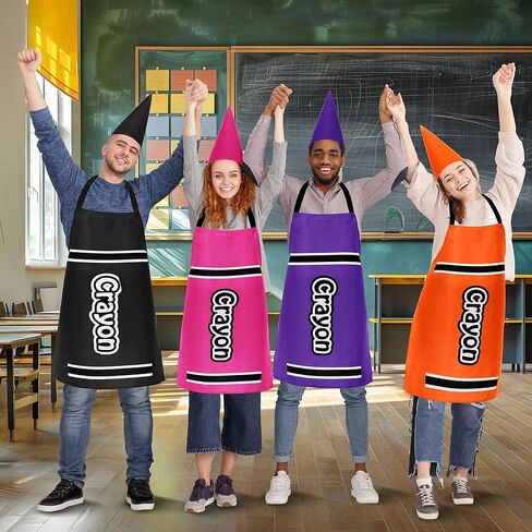 Mepase Crayon Costume Apron and Funny Gnome Cone Has for School Halloween Costume Colorful Crayon Outfit for Teacher in Kuwait