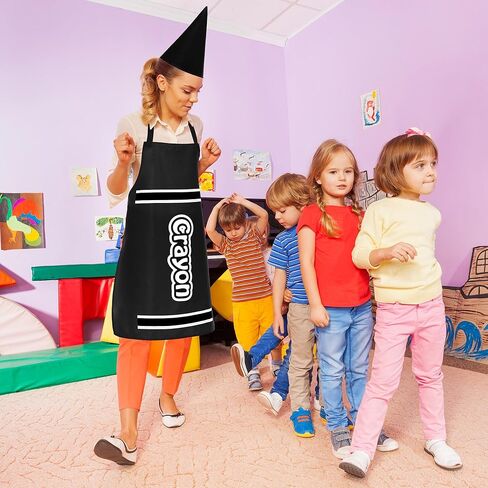 Mepase Crayon Costume Apron and Funny Gnome Cone Has for School Halloween Costume Colorful Crayon Outfit for Teacher in Kuwait