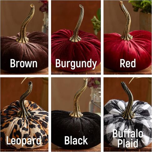 Velvet Pumpkins Set of 3 Different Sizes, Modern Rustic Wedding Centerpiece Decor, Farmhouse Table Centerpiece, Halloween Thanksgiving Mantle Decor (Create Your Own) in Kuwait