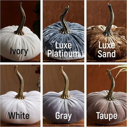 Velvet Pumpkins Set of 3 Different Sizes, Modern Rustic Wedding Centerpiece Decor, Farmhouse Table Centerpiece, Halloween Thanksgiving Mantle Decor (Create Your Own) in Kuwait