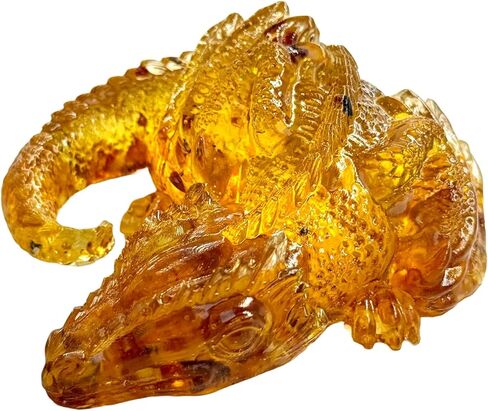 Natural Baltic Amber Dragon Figurine | Handmade in USA | Symbol of Power & Protection | KIZIMA Gift Decor in Saudi Arabia