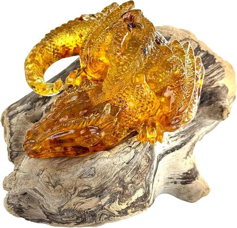 Natural Baltic Amber Dragon Figurine | Handmade in USA | Symbol of Power & Protection | KIZIMA Gift Decor in Saudi Arabia