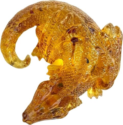 Natural Baltic Amber Dragon Figurine | Handmade in USA | Symbol of Power & Protection | KIZIMA Gift Decor in Saudi Arabia