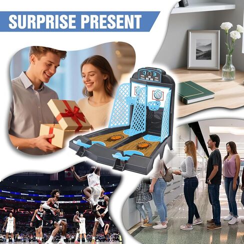 Table Top Games ، Glow in the Dark Mini Basketball Game - Desktop Games for Kids ， Tost Desk of Office للبالغين - هدايا كرة السلة للأولاد 3 4 5 6 7 8 9 10 11 12 in Kuwait