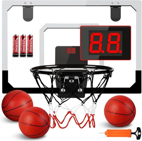 Pro Room Basketball Hoop فوق الباب - طوق كرة السلة المثبتة على الحائط مع إكسسوارات كاملة - كرة السلة الداخلية للأطفال والكبار in Kuwait