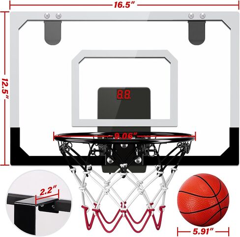 Pro Room Basketball Hoop فوق الباب - طوق كرة السلة المثبتة على الحائط مع إكسسوارات كاملة - كرة السلة الداخلية للأطفال والكبار in Kuwait