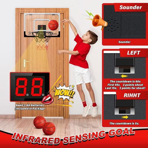 Pro Room Basketball Hoop فوق الباب - طوق كرة السلة المثبتة على الحائط مع إكسسوارات كاملة - كرة السلة الداخلية للأطفال والكبار in Kuwait